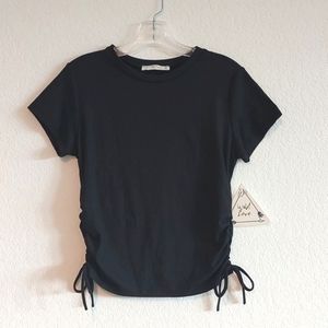 WILD LOVE cropped ruched side tie top NWT